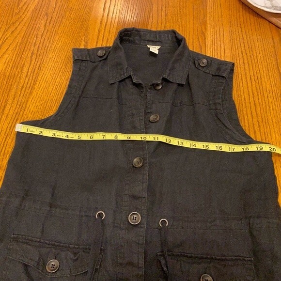 Forever21 Black Linen Button Up Vest with Draw Strings - Picture 12 of 13